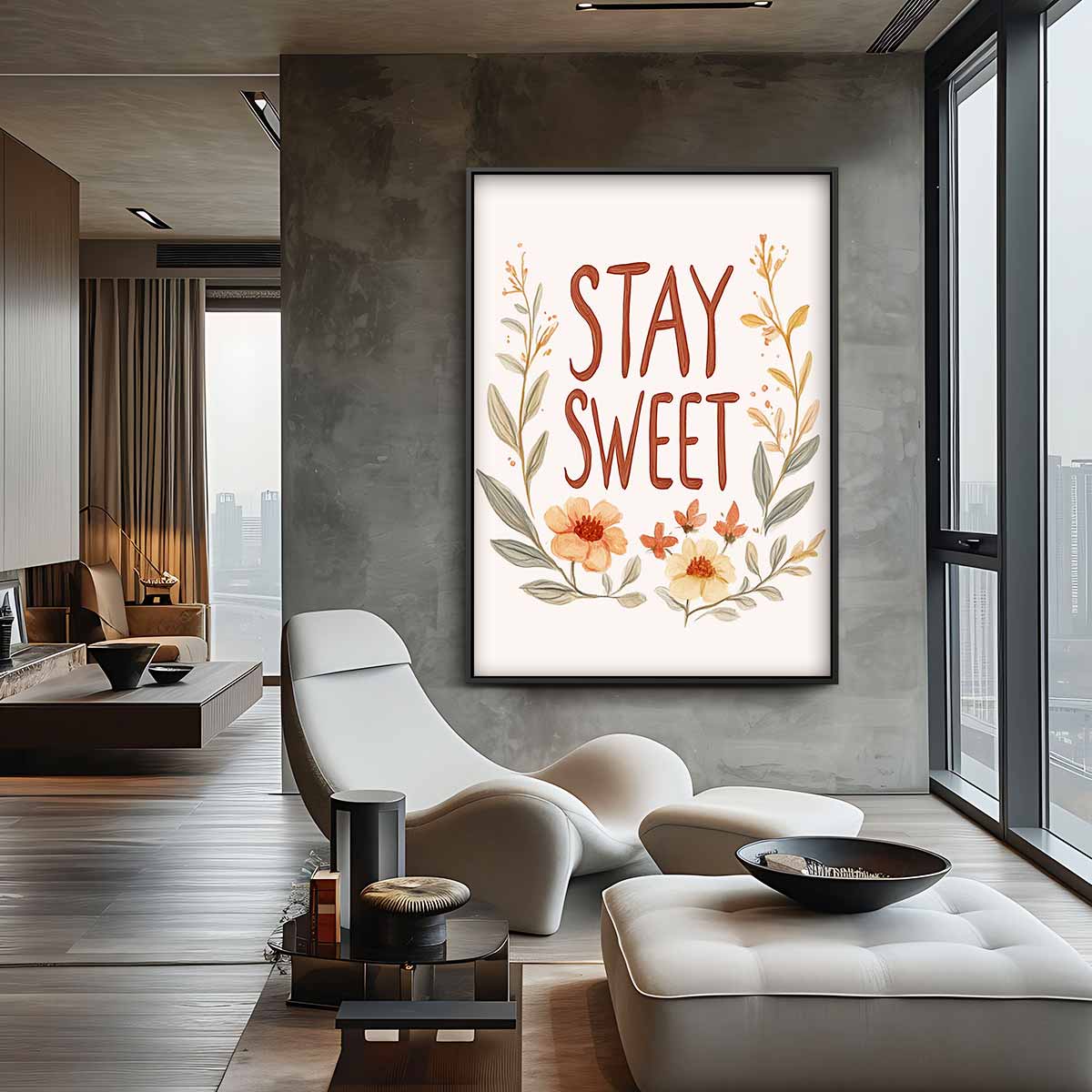 Stay Sweet Bloemenkunst – canvas wanddecoratie in portret formaat