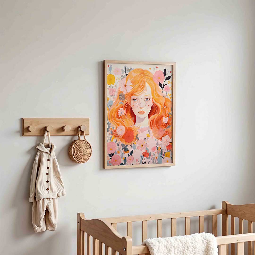 Meisje met bloemen – kinderposter in staand formaat