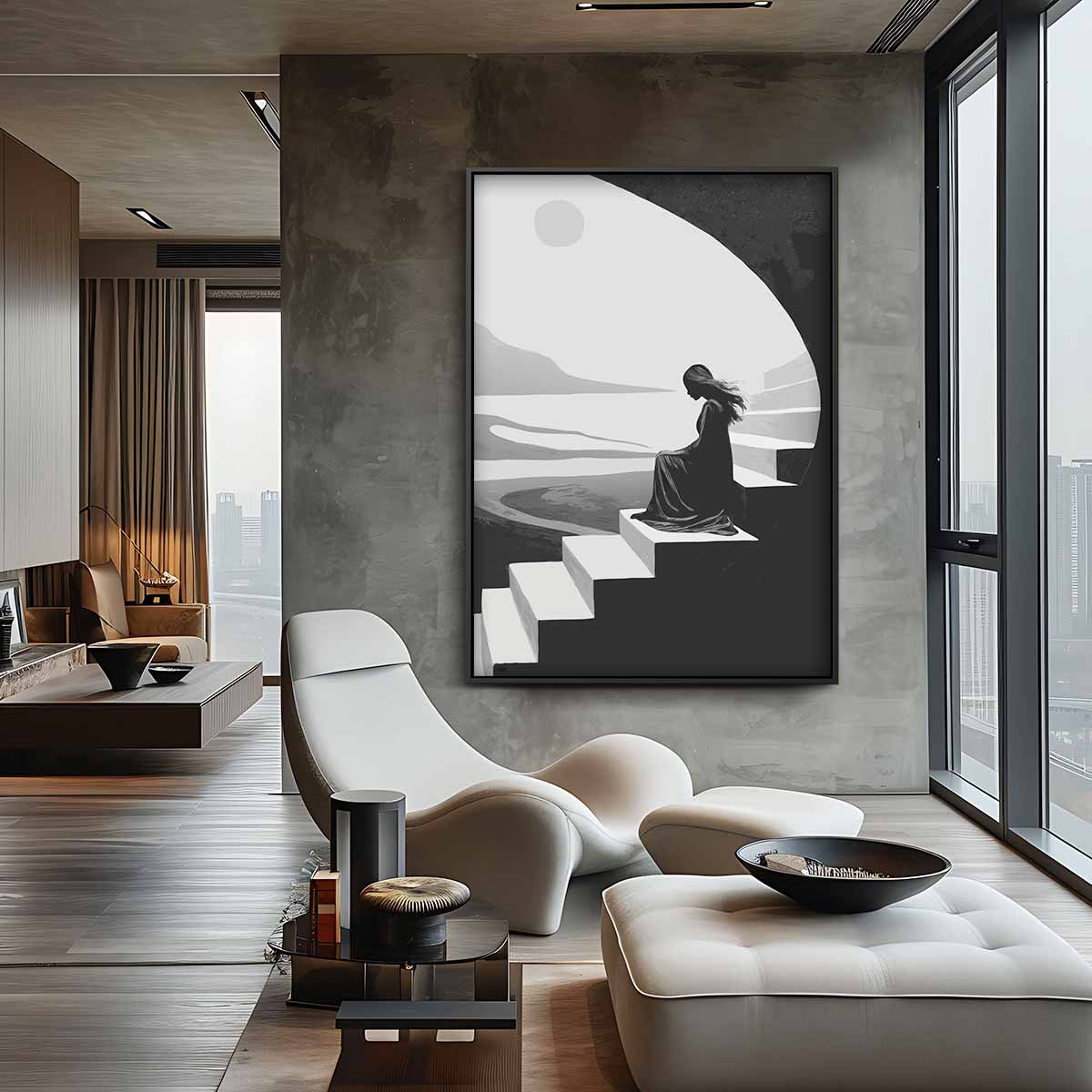 Stilte in Schaduw – canvas wanddecoratie in portret formaat