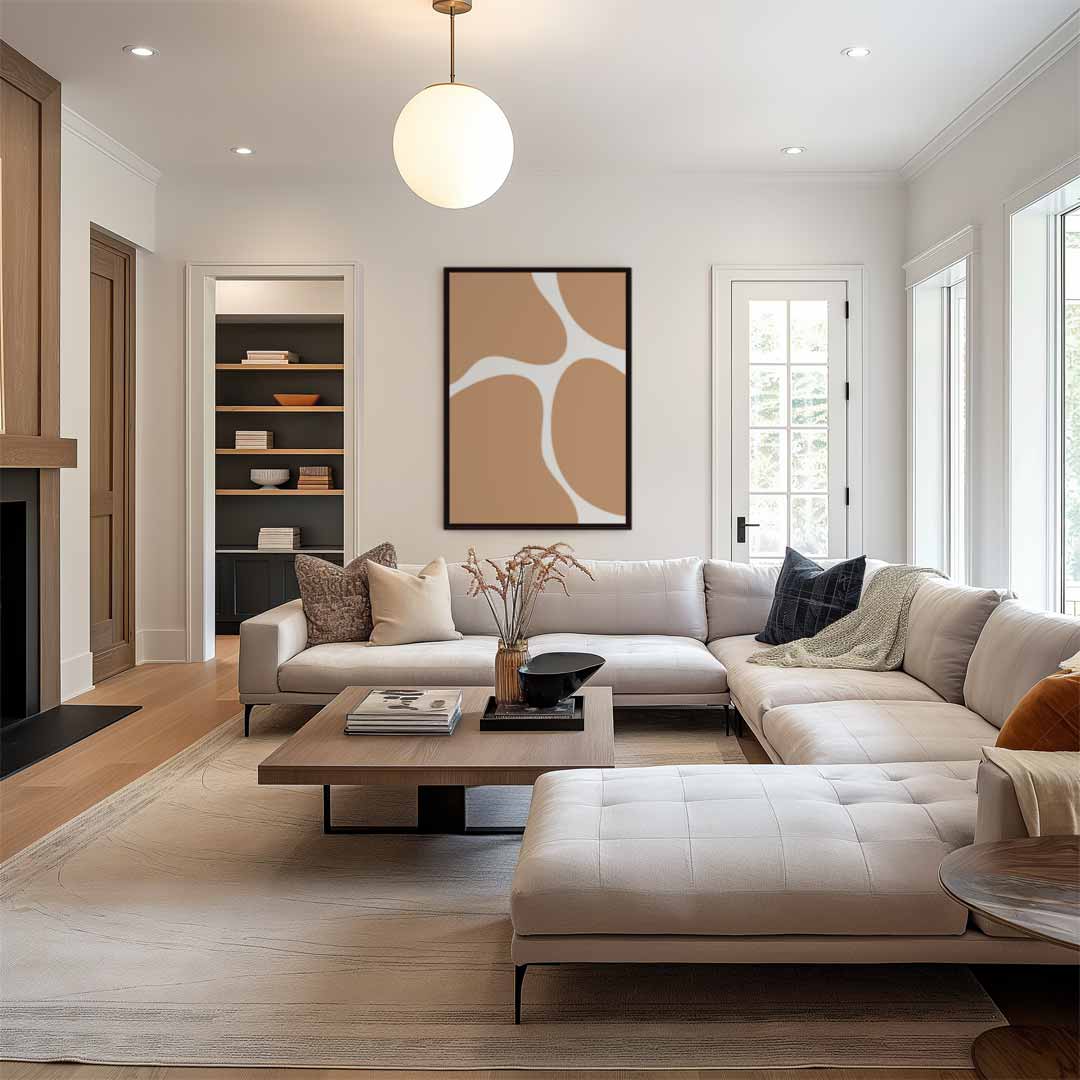 Zachte Aardetinten Abstract – staand kunstwerk voor modern interieur