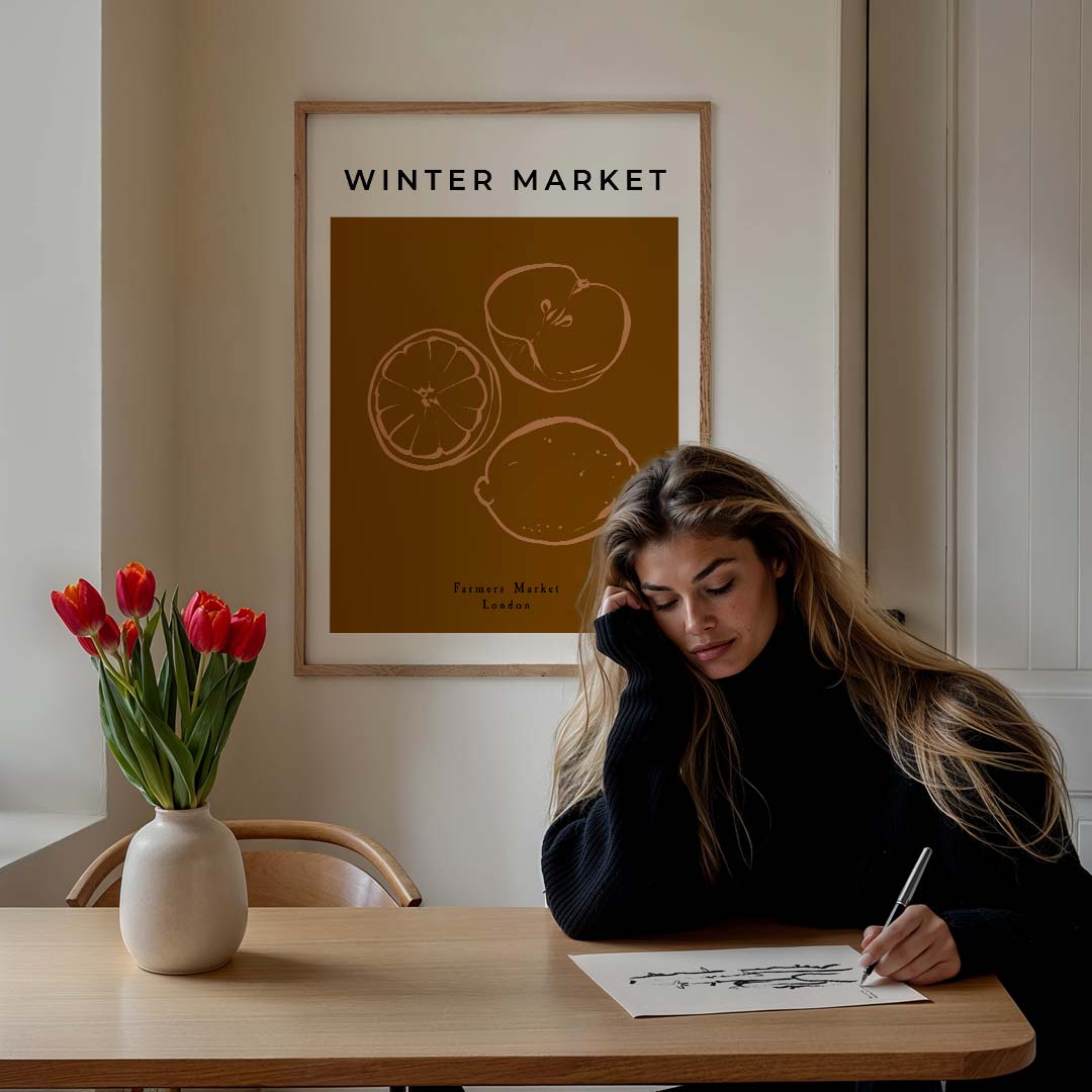 Stijlvolle Wintermarkt – culinaire wandkunst als portret poster