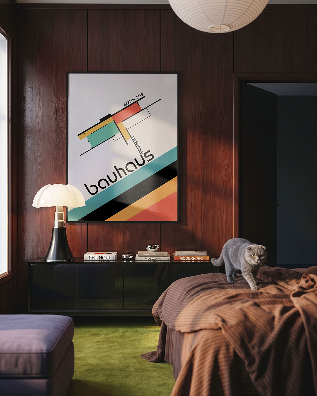 Lijnen en kleurvlakken – geometrische Bauhaus poster in staand formaat