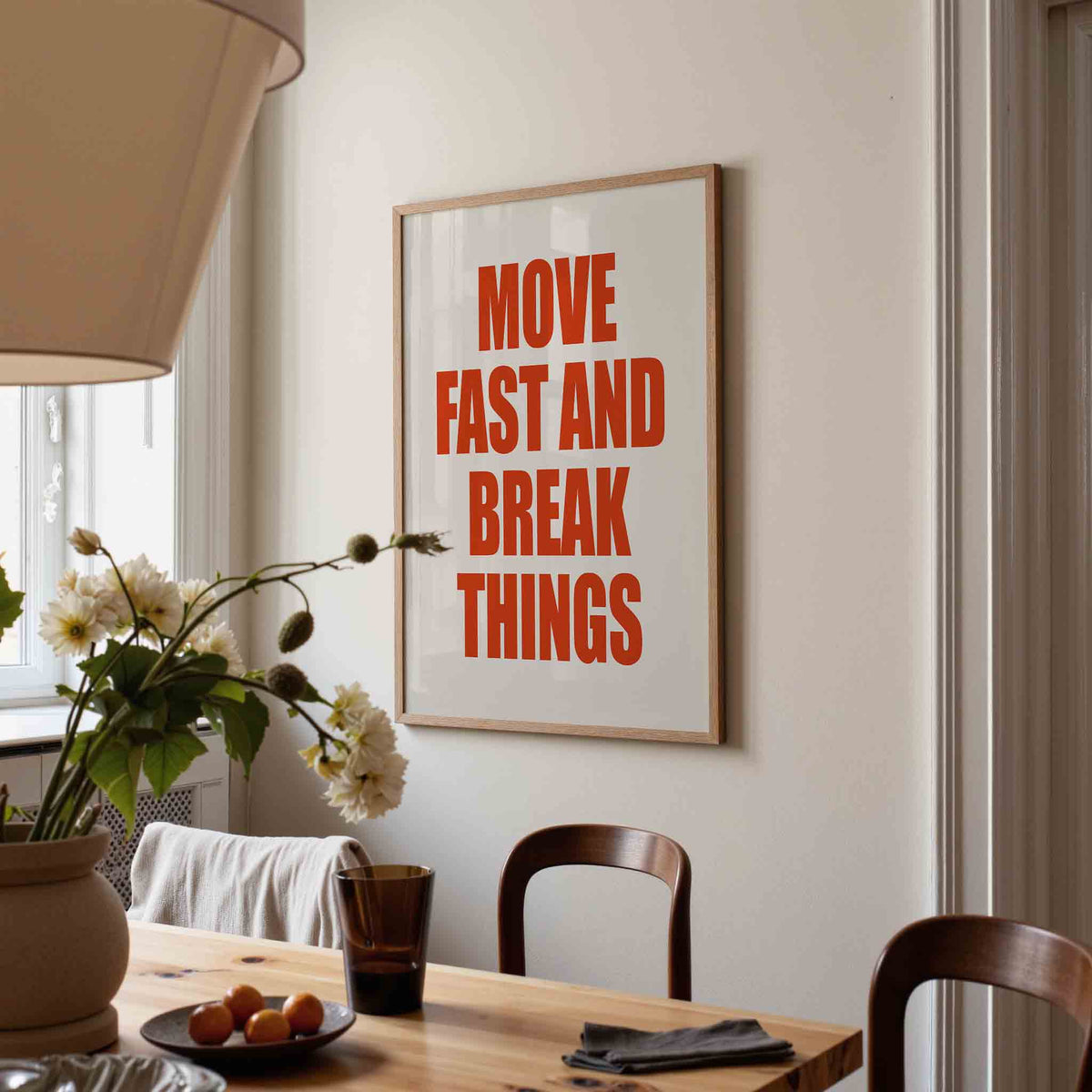 Move fast and break things – kunst en design poster in portret formaat