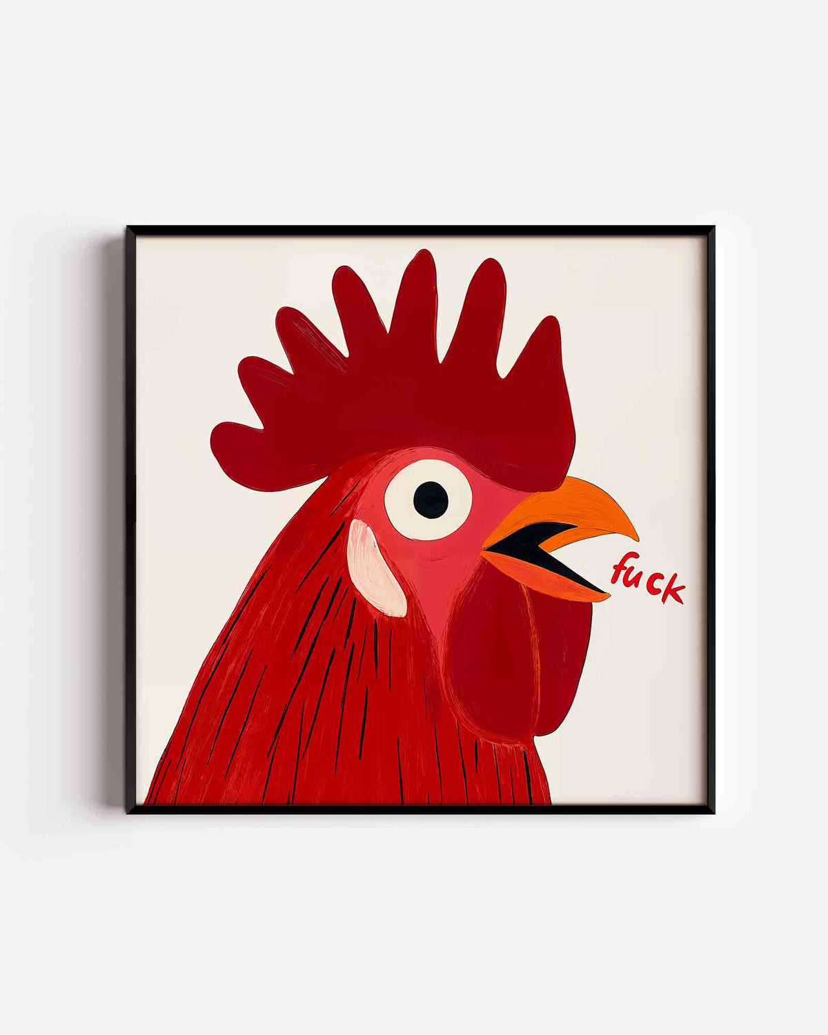 Rood haan profiel – Pop Art vierkante poster als wanddecoratie