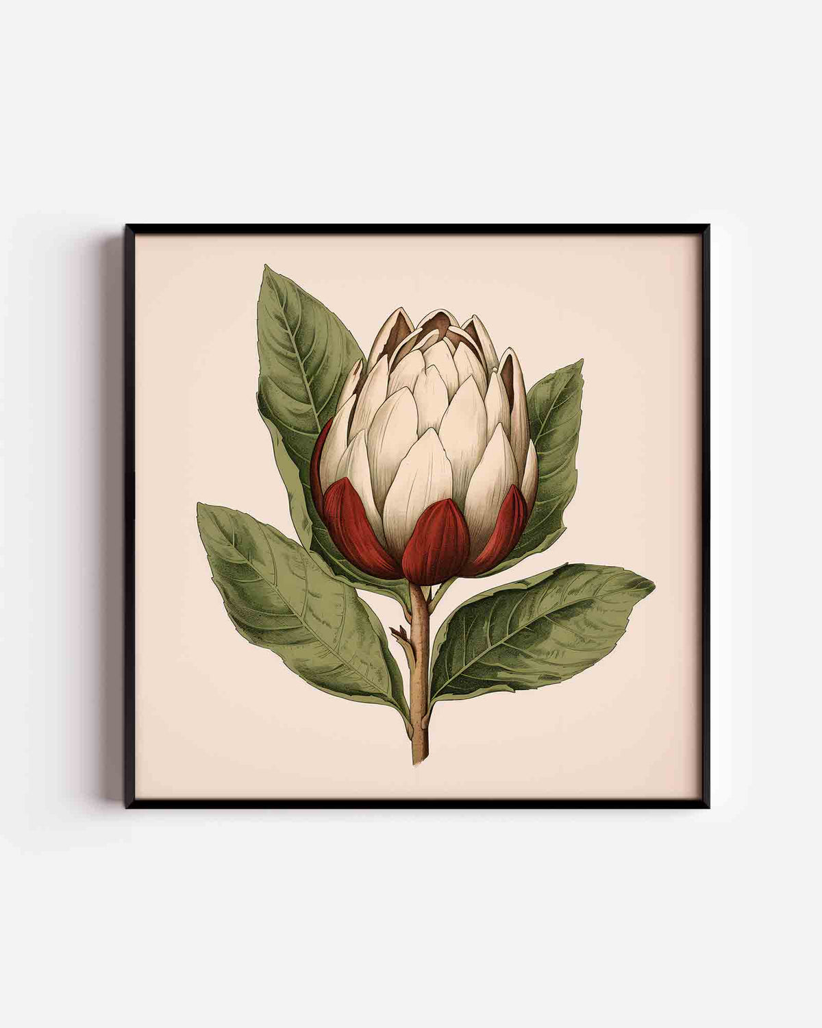 Bloem met groene bladeren – keuken vierkante poster als wanddecoratie