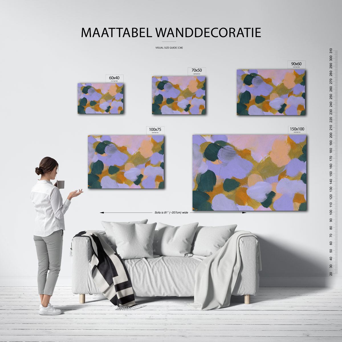 Kleurrijke vegen – Wanddecoratie kunstwerk – moderne liggende wandkunst