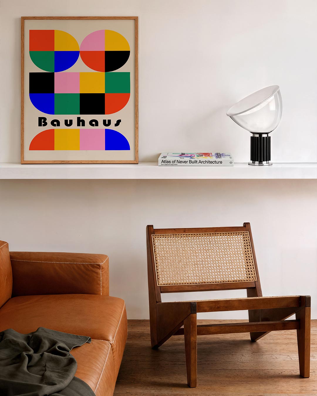Kleurrijke vormritme – staande Bauhaus poster voor aan de muur