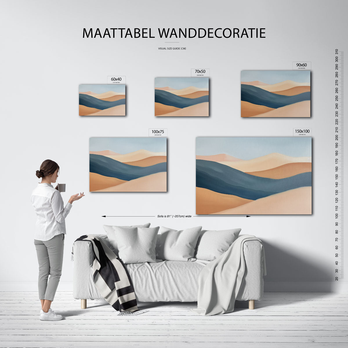 Zachte landschapsgolven – moderne liggende wanddecoratie