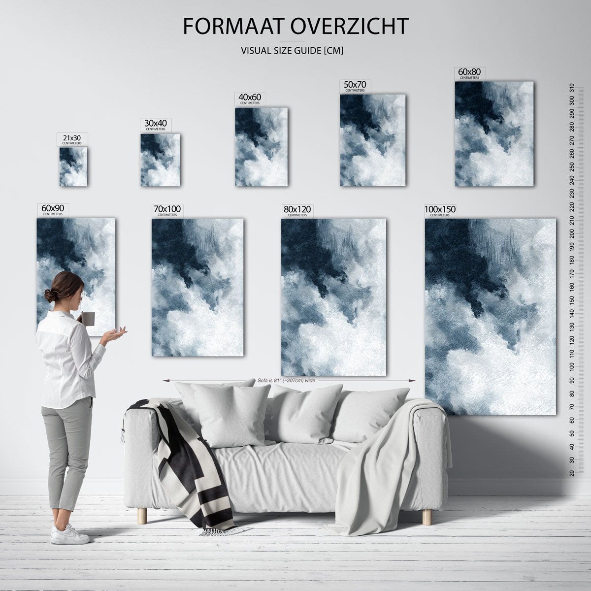 Abstracte wolken – staande muurposter met abstracte vormen