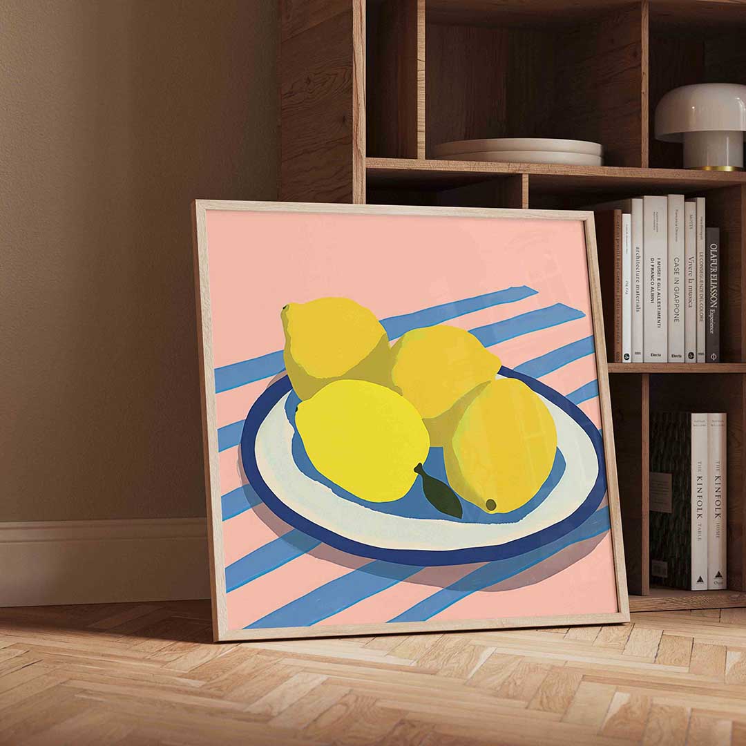 Citroenen op schaal – moderne wandkunst als vierkante poster