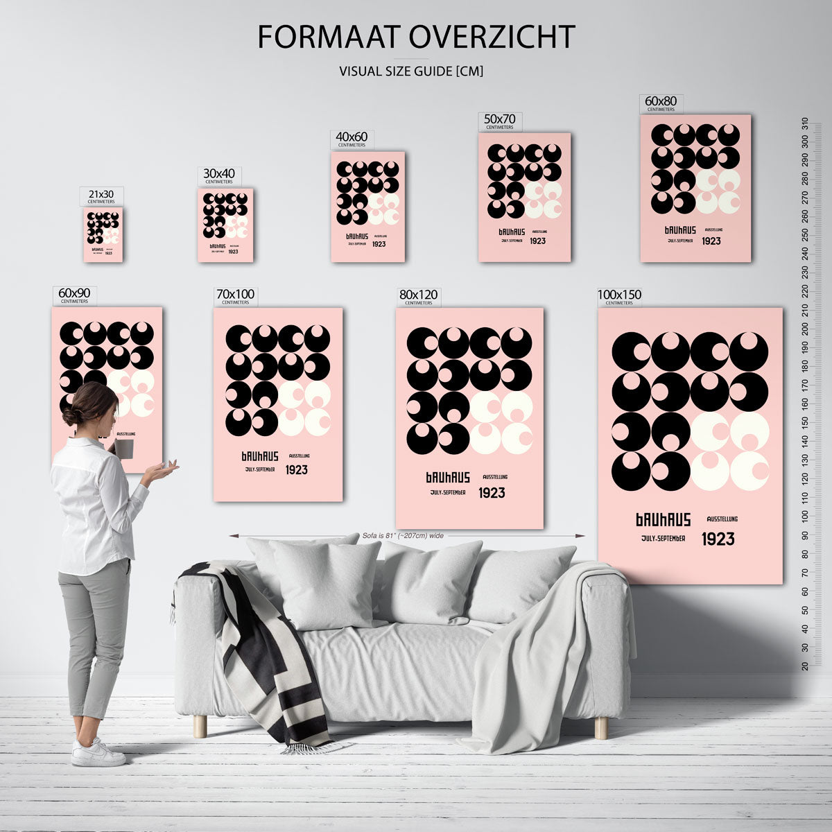 Cirkelpatroon en tekst – geometrische poster in Bauhaus-stijl van WallArtistic