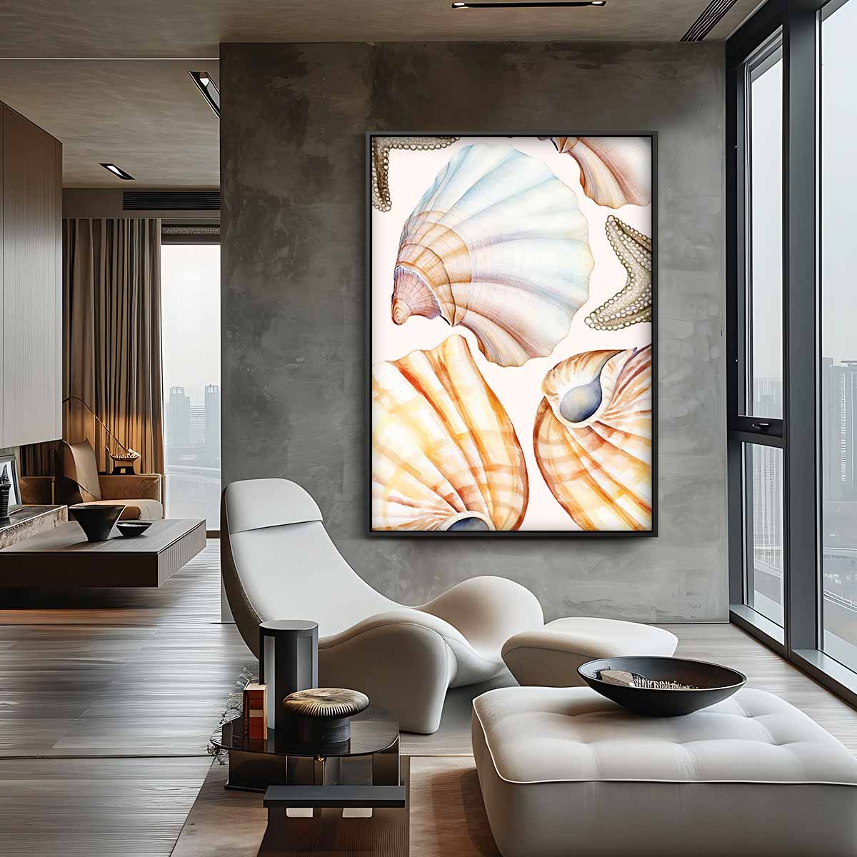 Zeeleven in Aquarel – canvas wanddecoratie in portret formaat