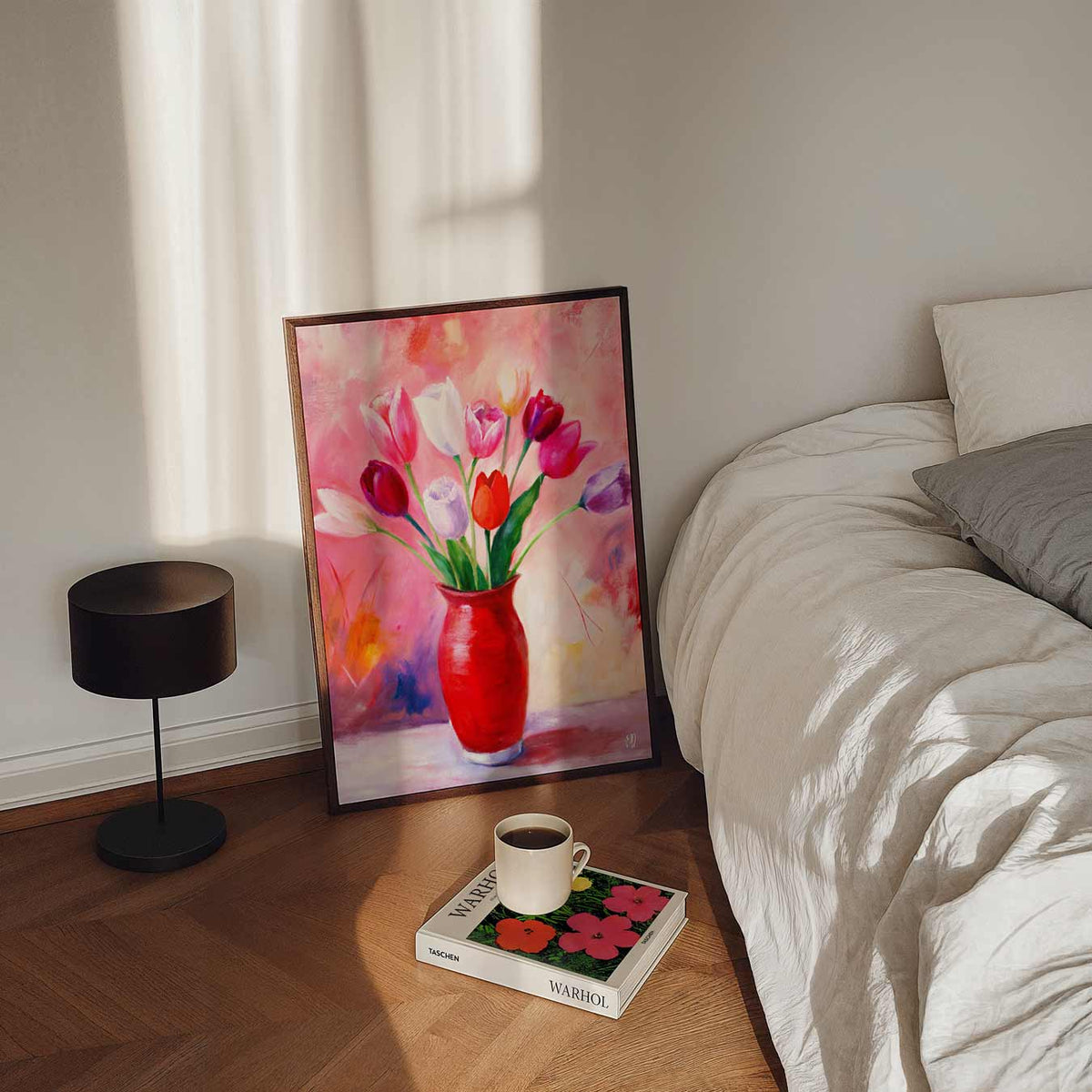 Vrolijke Tulpen – staande bloemen wanddecoratie van WallArtistic