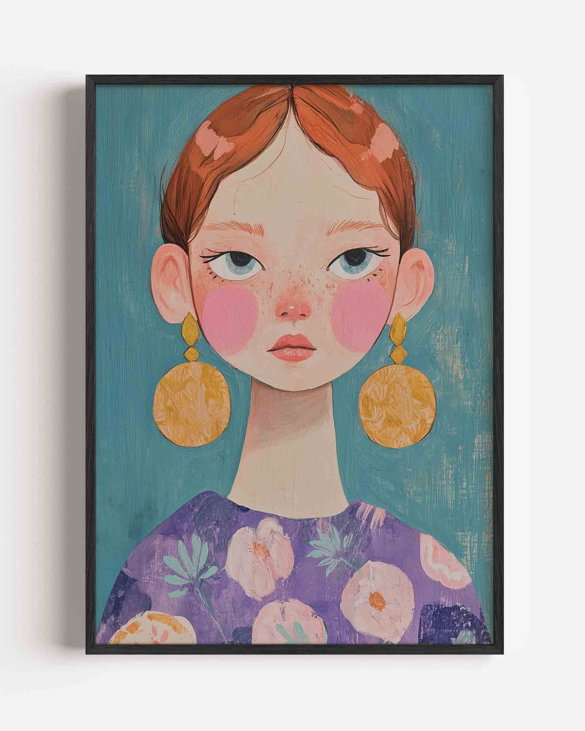 Meisje met grote oorbellen – moderne portret poster als wanddecoratie