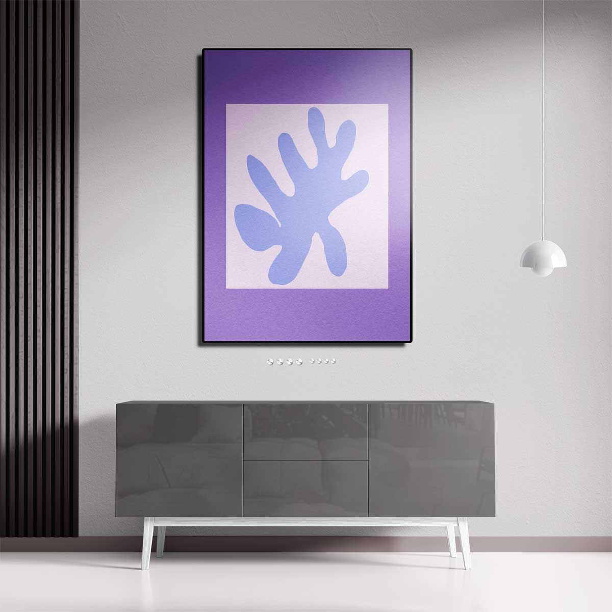 Abstracte Bladvorm in Paarstinten – portret wandkunst van WallArtistic