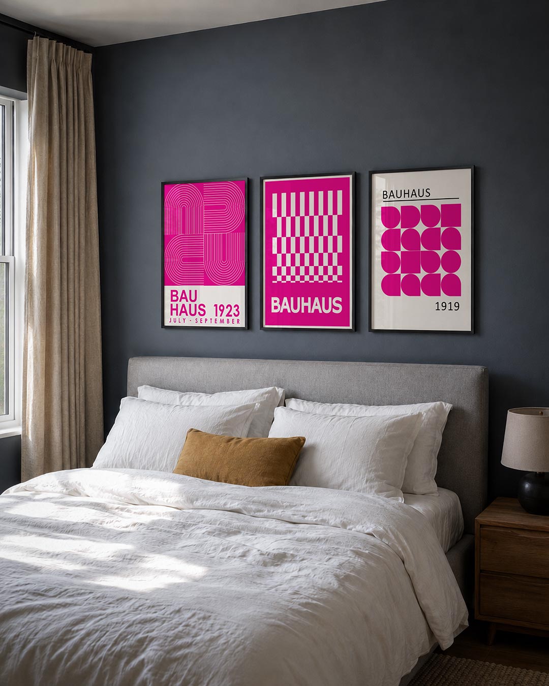 Lijnen en kleurvlakken posterset – detailweergave – deze posterset in drie delen toont een levendig spel van