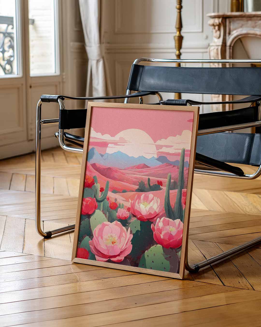 Cactus Bloemenlandschap – staande muurposter voor Pasen