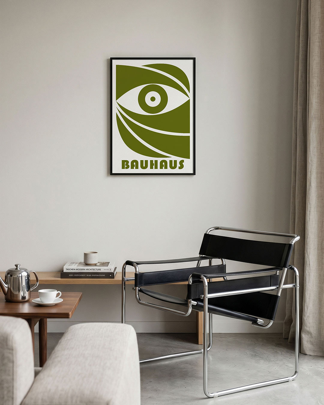 Oog en lijnen – geometrische Bauhaus poster in staand formaat