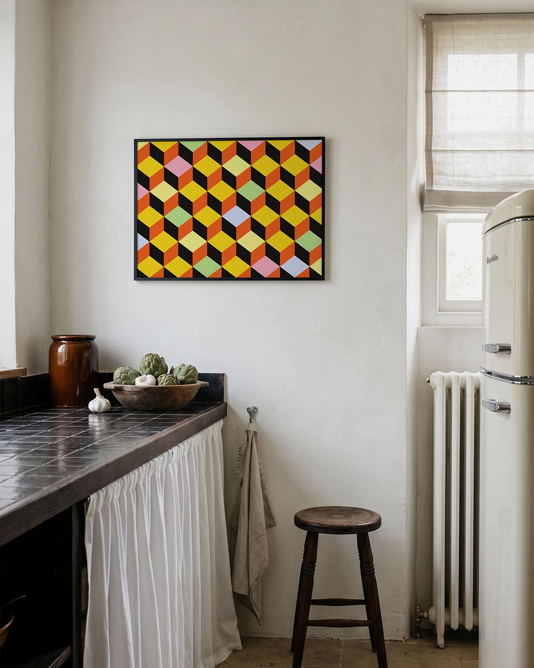 Vormritme en kleur – geometrische poster in Bauhaus-stijl van WallArtistic