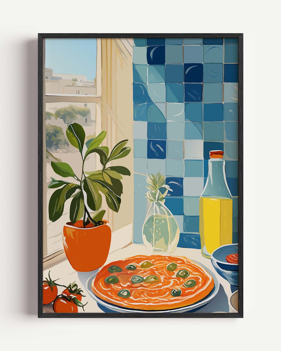 Mediterrane Keuken Charm – keuken portret poster als wanddecoratie