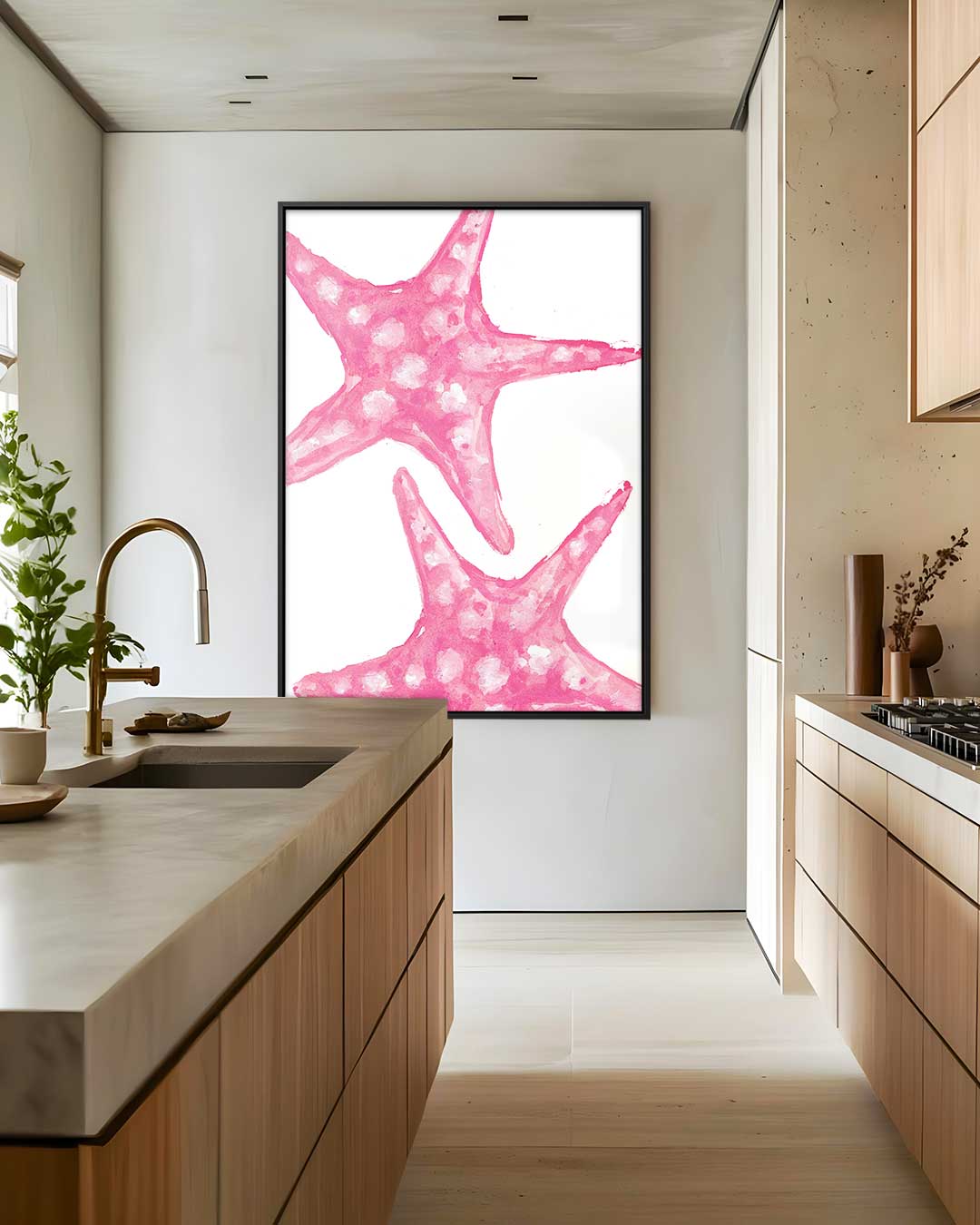Roze zeesterren – staand kunstwerk voor modern interieur
