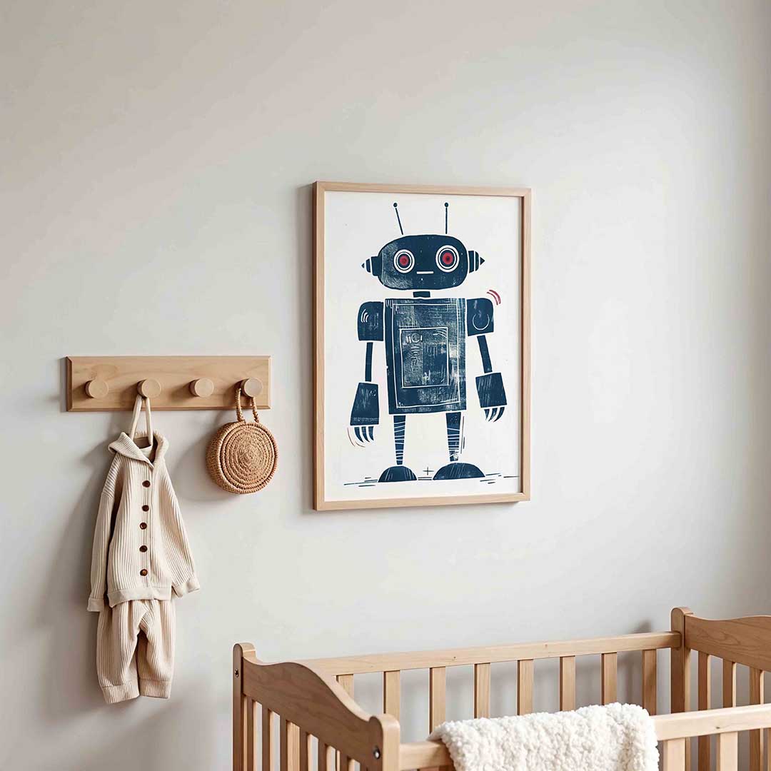 Robot met rode ogen – kinderposter in staand formaat