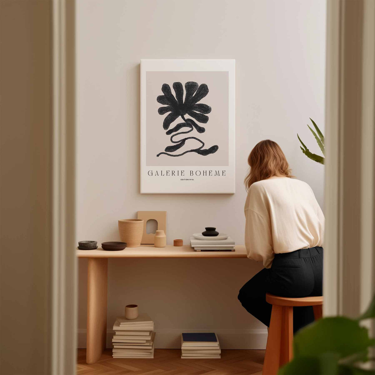 Abstracte Bloem Illustratie – modern portret kunstwerk van WallArtistic