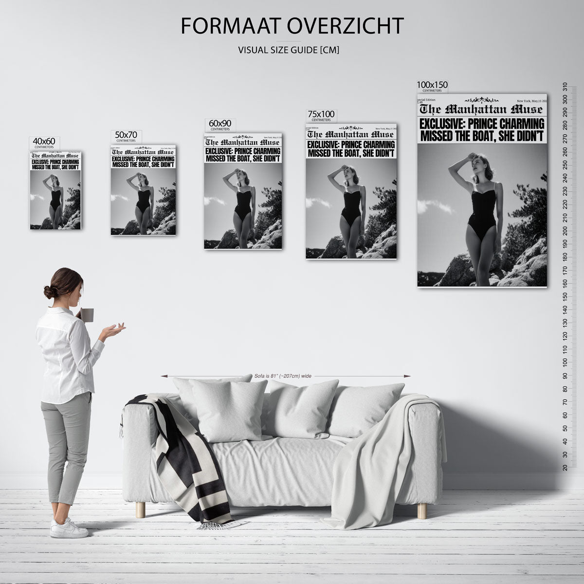 Zwart wit elegantie – staand wanddecoratie kunstwerk