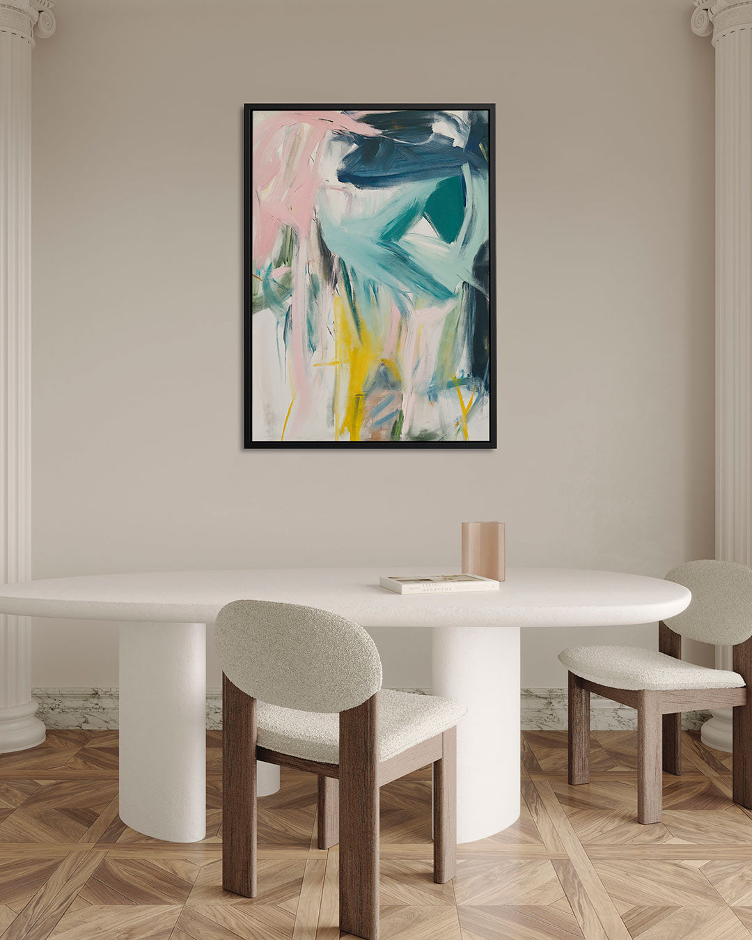 Dynamische kleurenexplosie – staand wanddecoratie kunstwerk