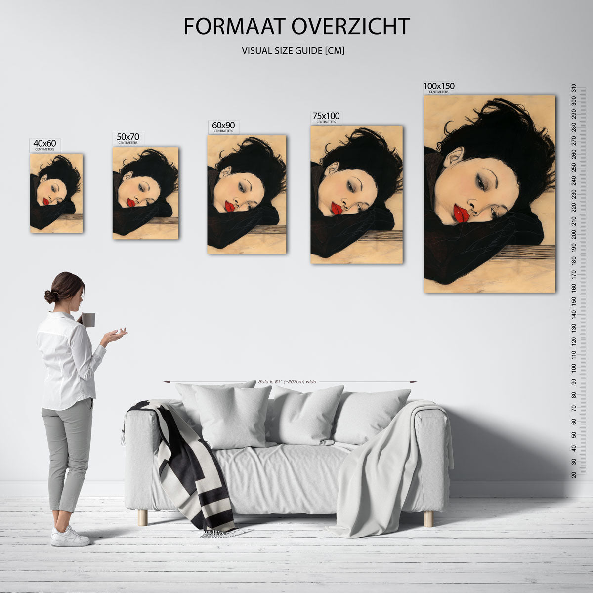 Dromerige vrouw – staand wanddecoratie kunstwerk