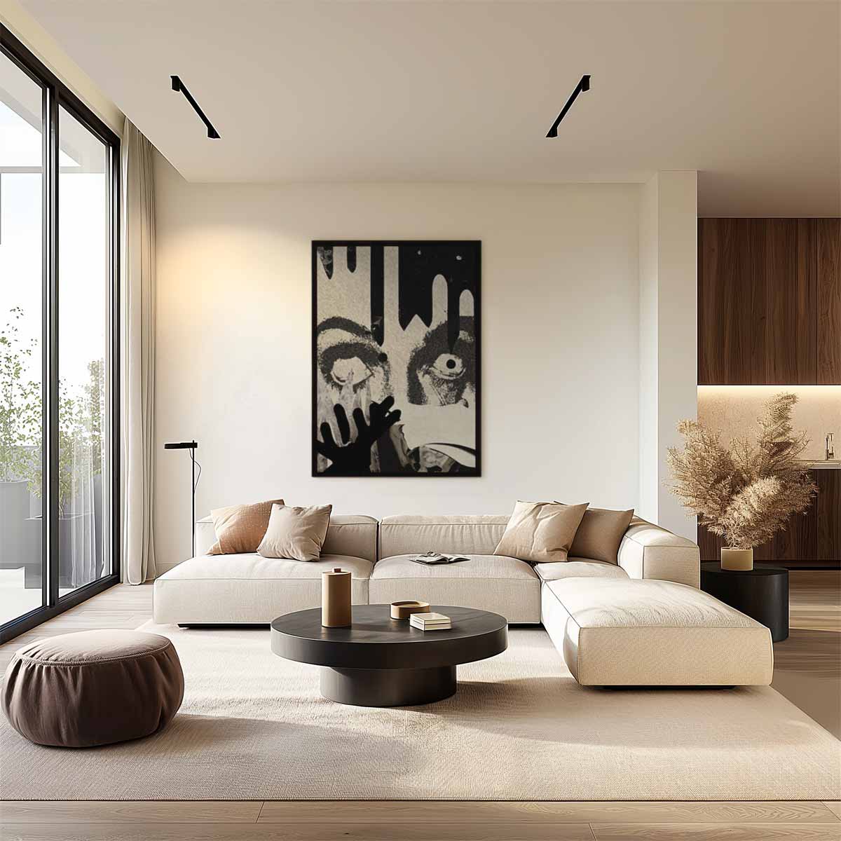 Intrigerende Blik Collage – dibond wanddecoratie in staand formaat