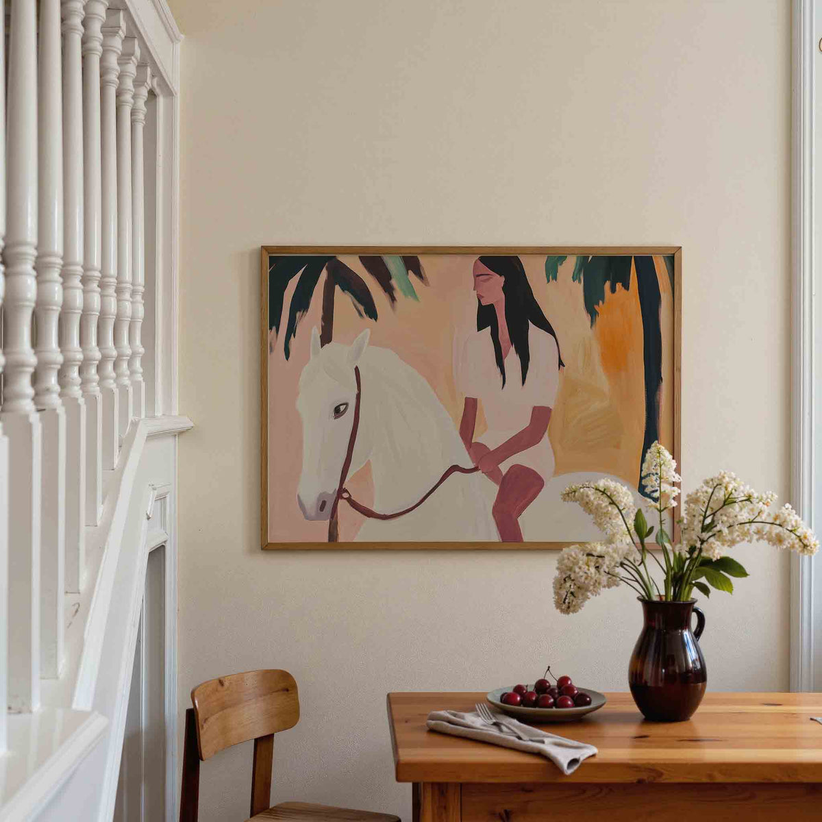 Vrouw op paard – tropische poster in liggend formaat