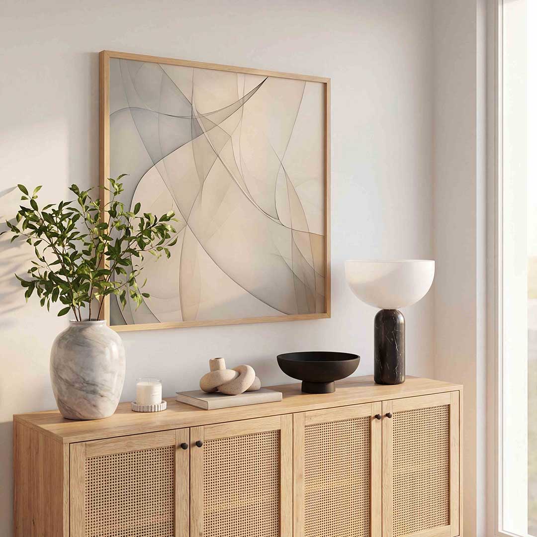 Abstracte lijnen – kleurrijke poster in vierkant formaat