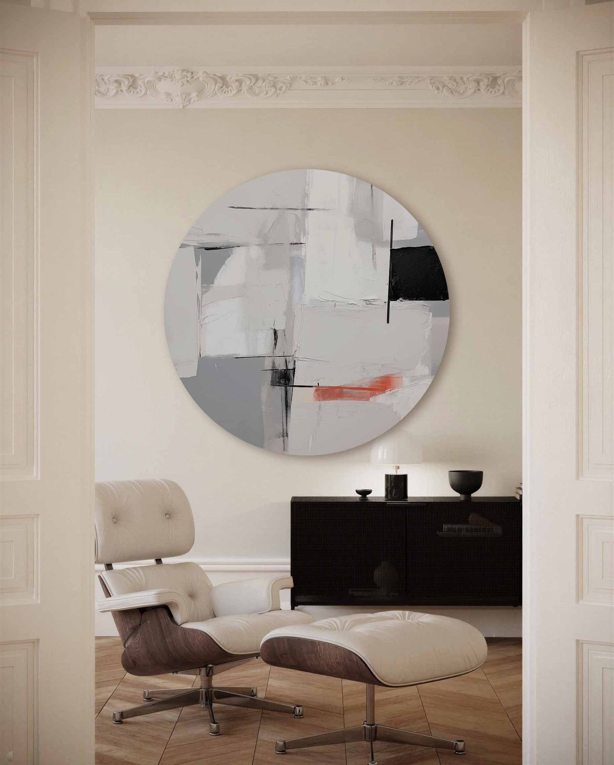 Abstracte vormen – illustratie muurcirkel als ronde muurdecoratie