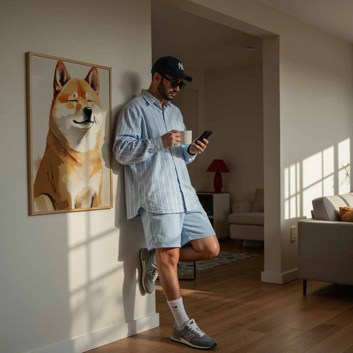 Schattige Shiba Inu Illustratie – dierenillustratie als portret poster
