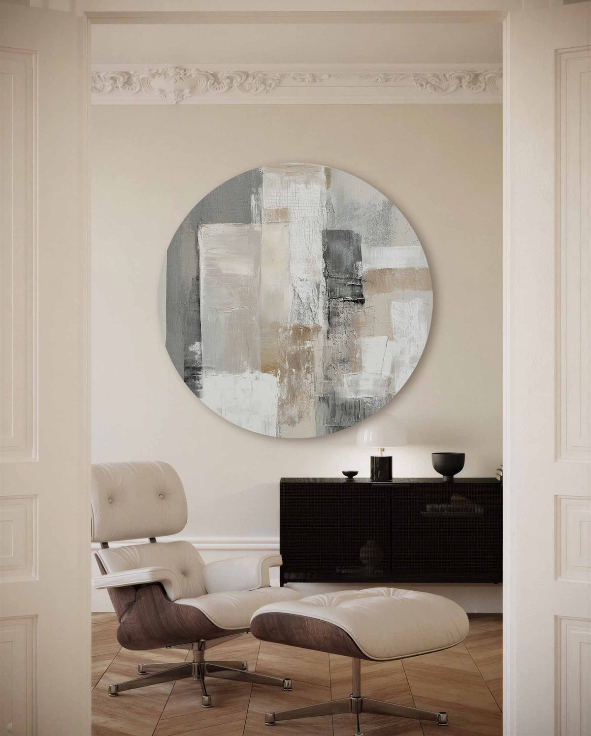 Abstracte vormen – moderne abstracte muurcirkel voor aan de muur