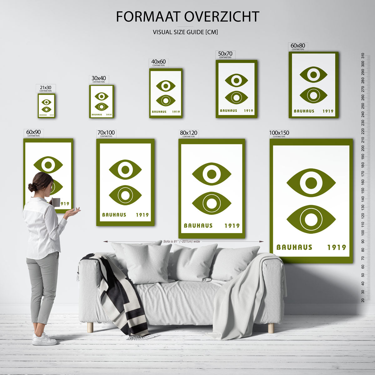 Oogvormen en lijnen – Bauhaus poster als moderne geometrische wanddecoratie