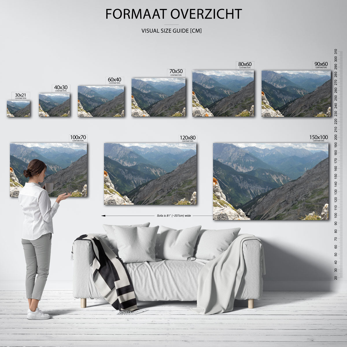 Berglandschap met rotsen poster – sfeerbeeld – deze poster toont een indrukwekkend berglandschap met ruige rotsen op de