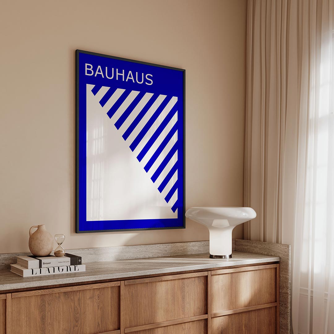 Diagonal lijnen – geometrische Bauhaus poster in staand formaat