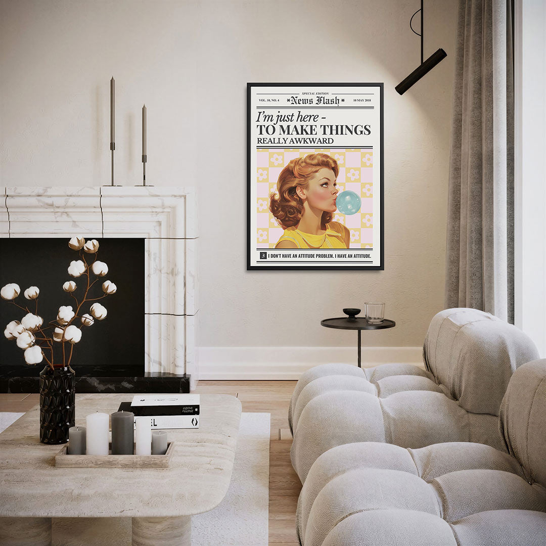 Vrouw met kauwgom – staand wanddecoratie kunstwerk