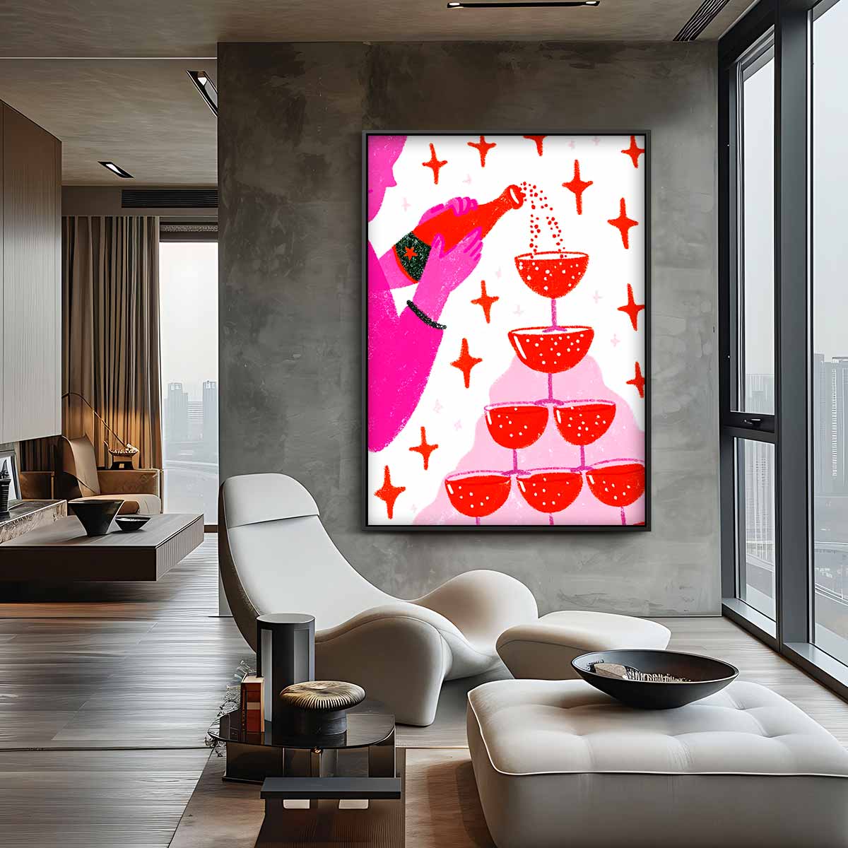 Sprankelend Champagnefeest – canvas wanddecoratie in portret formaat