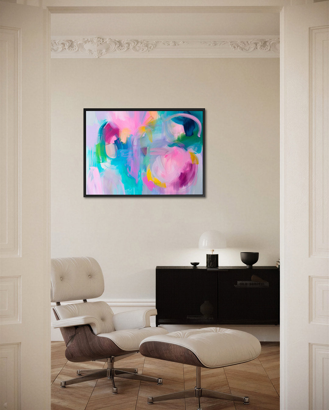Kleurrijke vormen – Abstract kunstwerk – liggende wanddecoratie