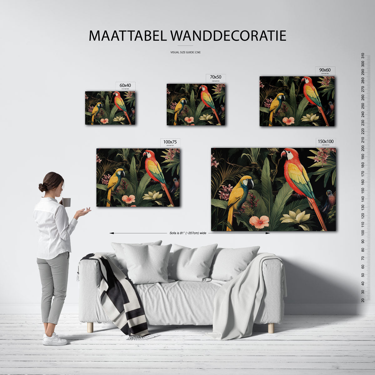 Tropische vogels – kunstwerk op canvas, dibond of plexiglas