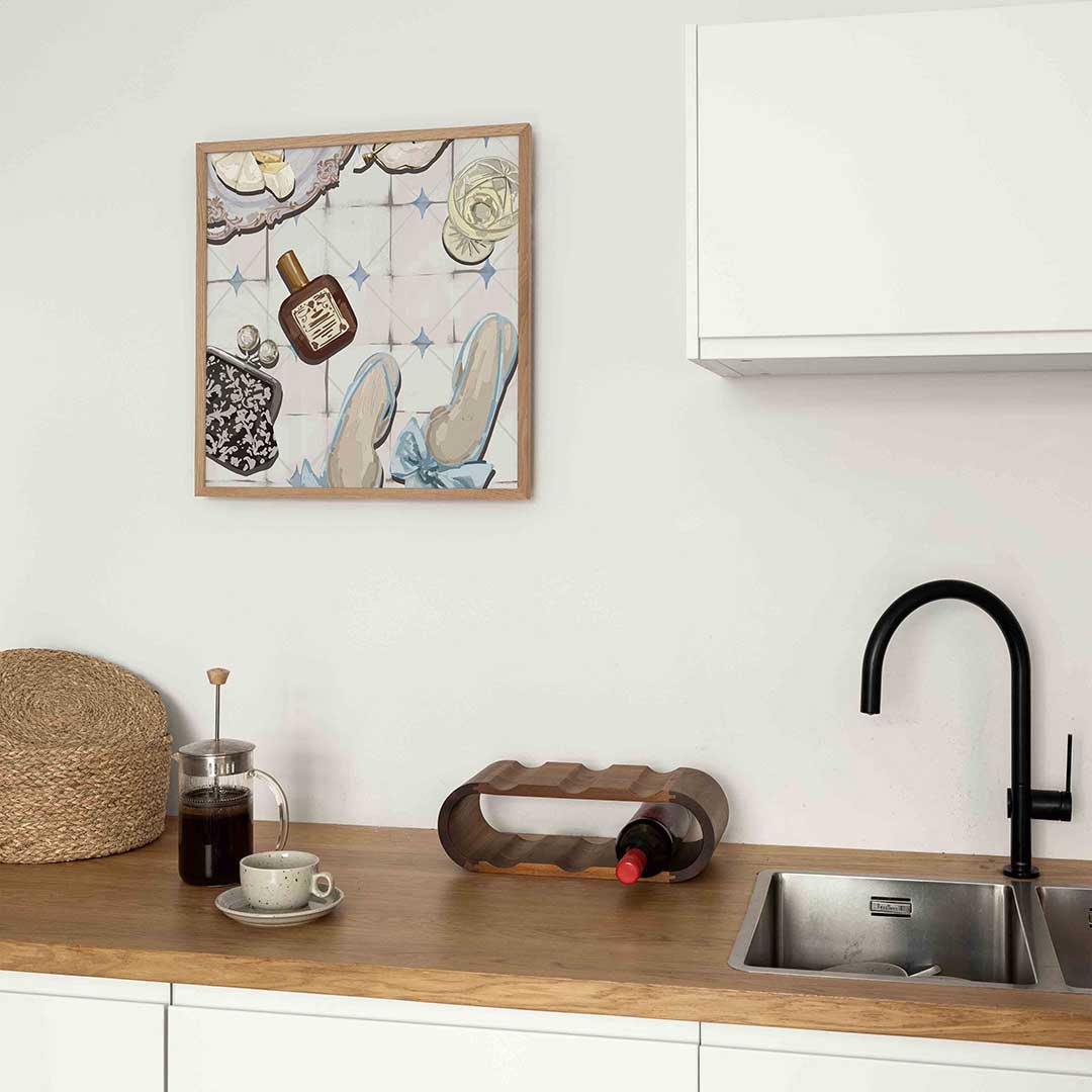 Stilleven met accessoires – keukenposter in vierkant formaat