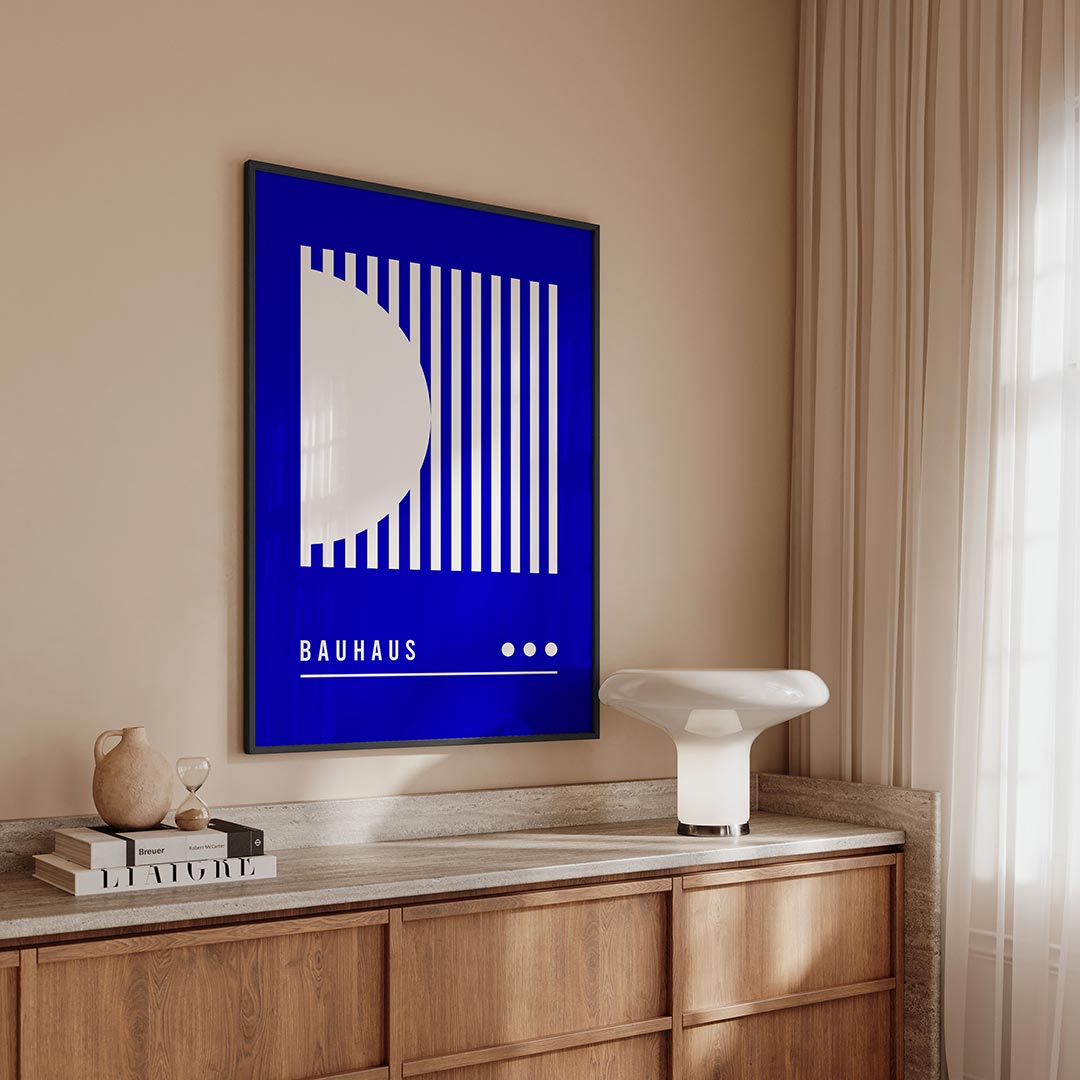 Lijnen en vlakken – geometrische Bauhaus poster in staand formaat