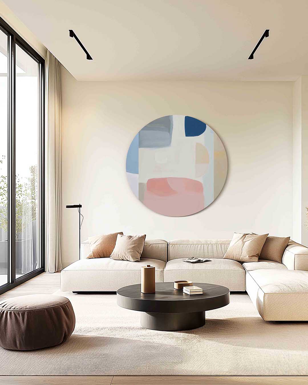 Abstracte vormen – kleurrijke muurcirkel als ronde wanddecoratie
