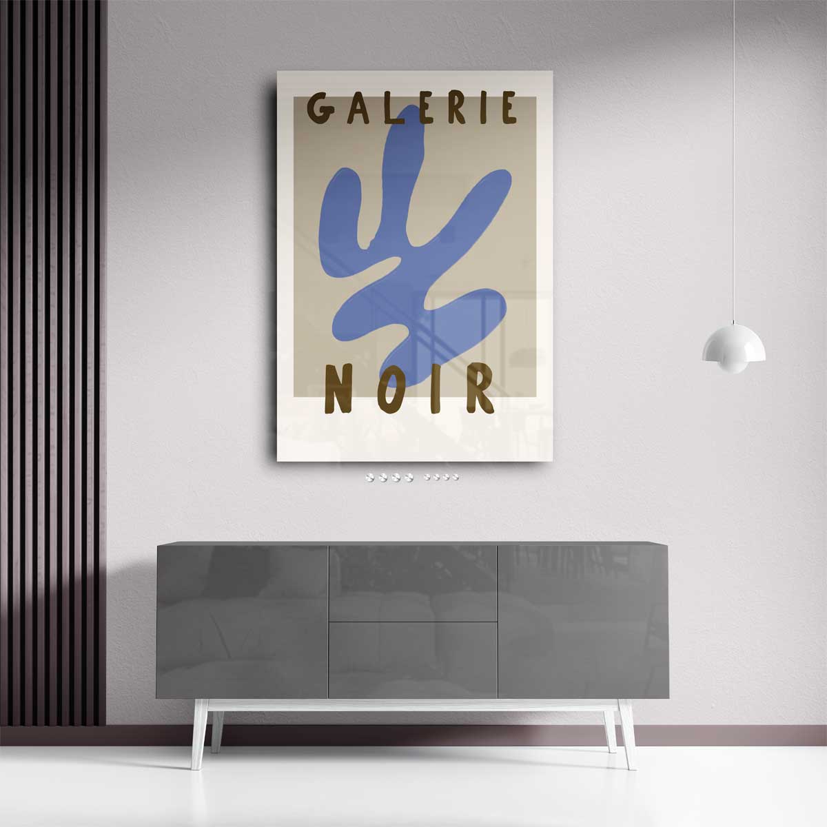 Retro Abstract Blauw en Bruin Poster – portret kunstwerk als wanddecoratie, afbeelding 13
