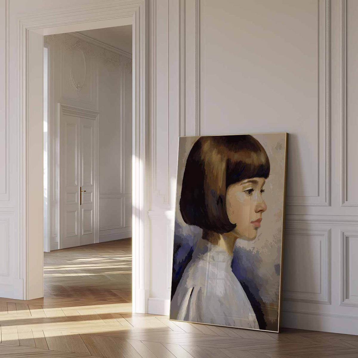 Vrouwelijk Klassiek Portret – paas poster als vrolijke staande wanddecoratie