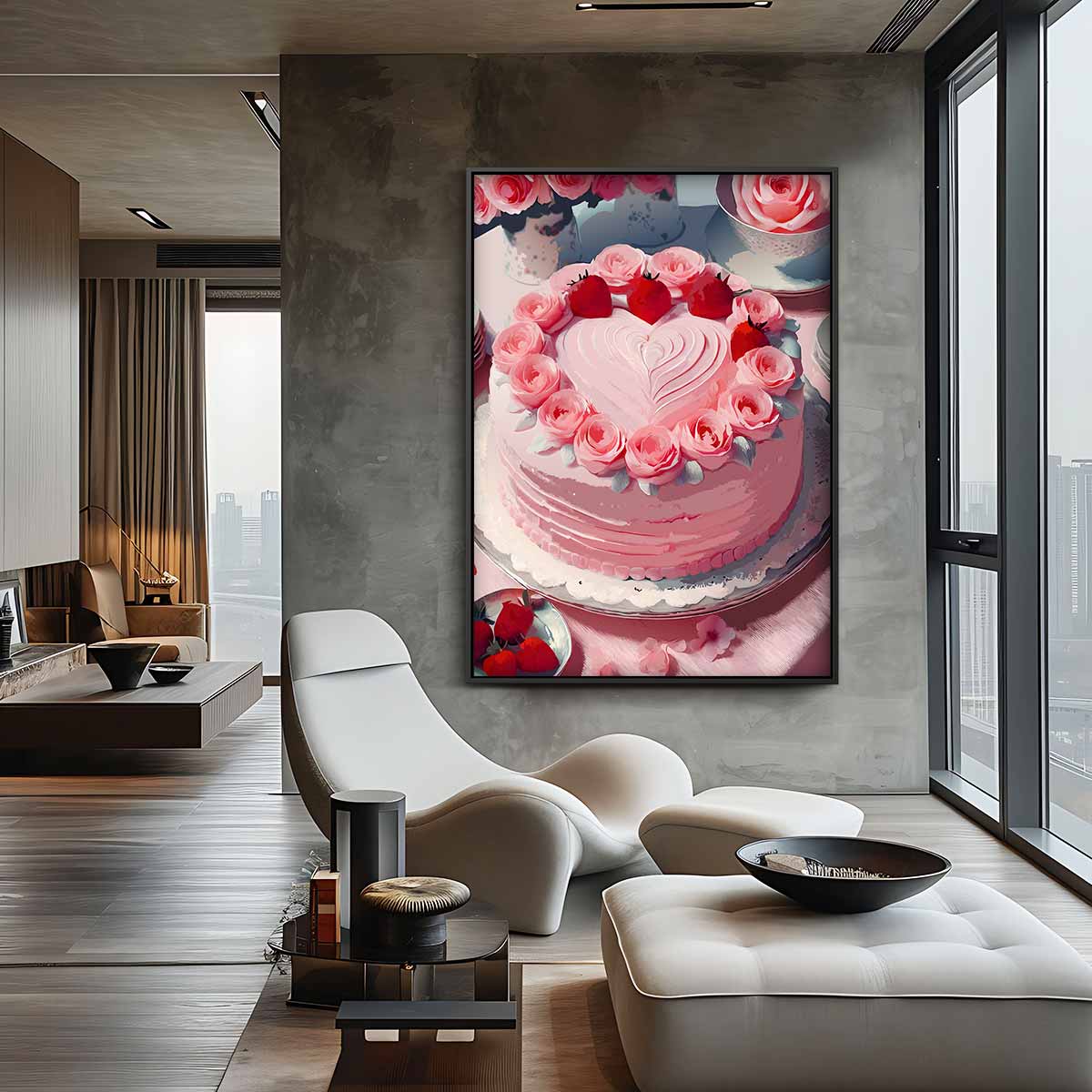 Romantische Rozen Taart – plexiglas kunstwerk als wanddecoratie