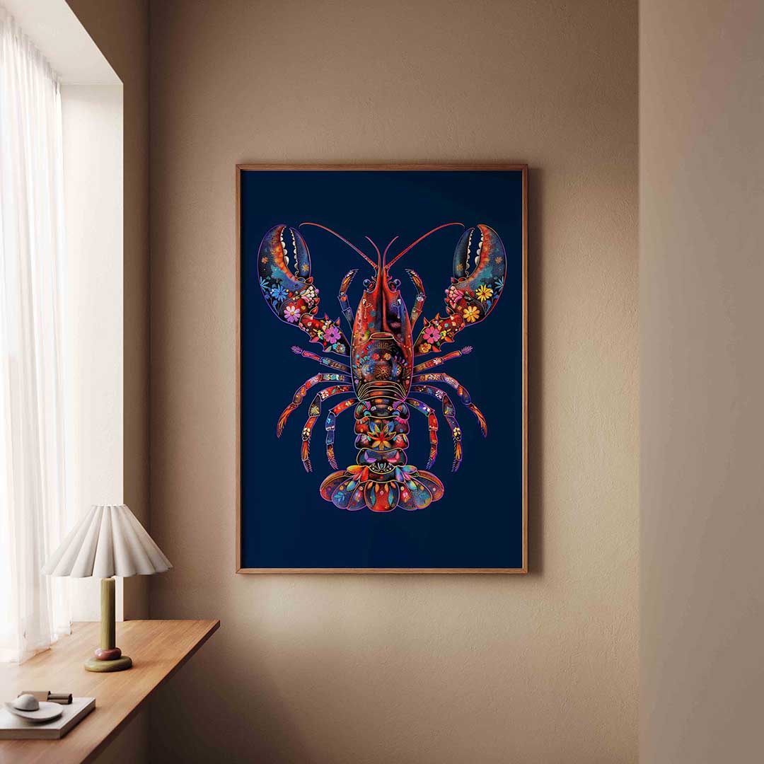 Kleurrijke kreeft – staande dieren wanddecoratie van WallArtistic
